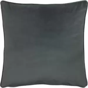 Image of Evans Lichfield - Opulence Velvet Piped Edge Cushion Cover, Granite, 55 x 55 Cm