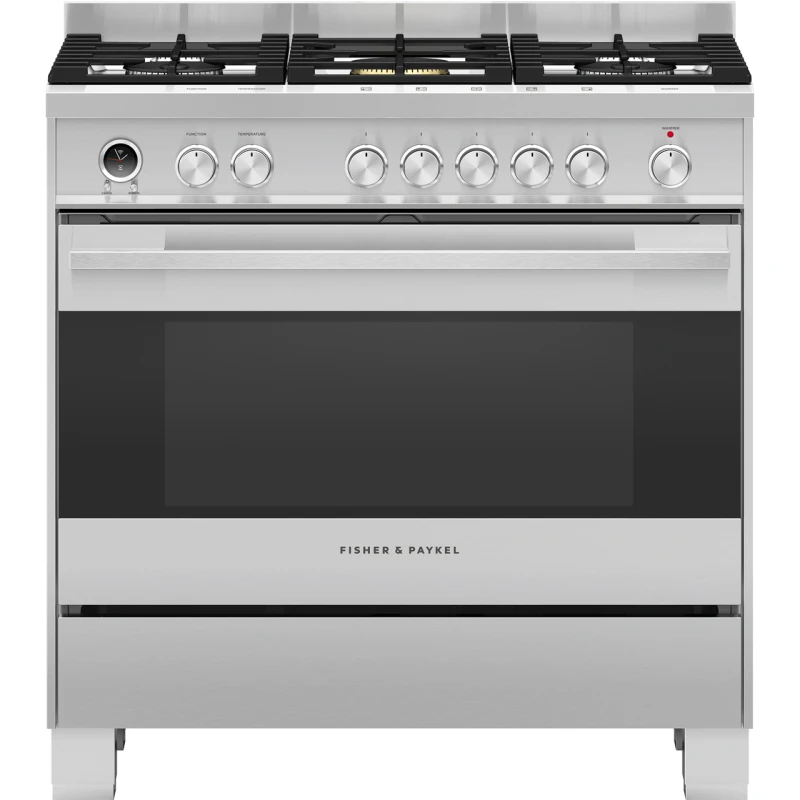 Image of Fisher & Paykel Designer OR90SDG6X1 90cm wide Dual Fuel Range Cooker with Gas Hob and Pyrolytic Cleaning - Stainless Steel - A Rated, Stainless Steel