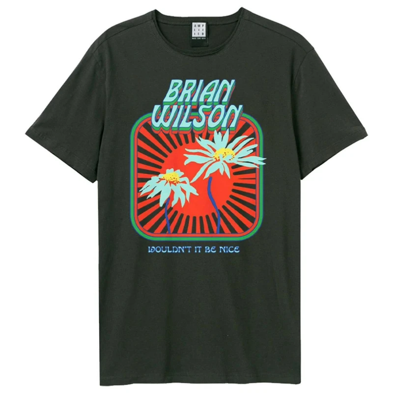 Image of Amplified Amplified Men Flowers Brian Wilson T-Shirt in Charcoal Size: Small Charcoal S Male 5063470410934