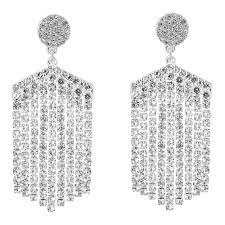 Image of Mood Silver Crystal Oversize Diamond Chandelier Earrings