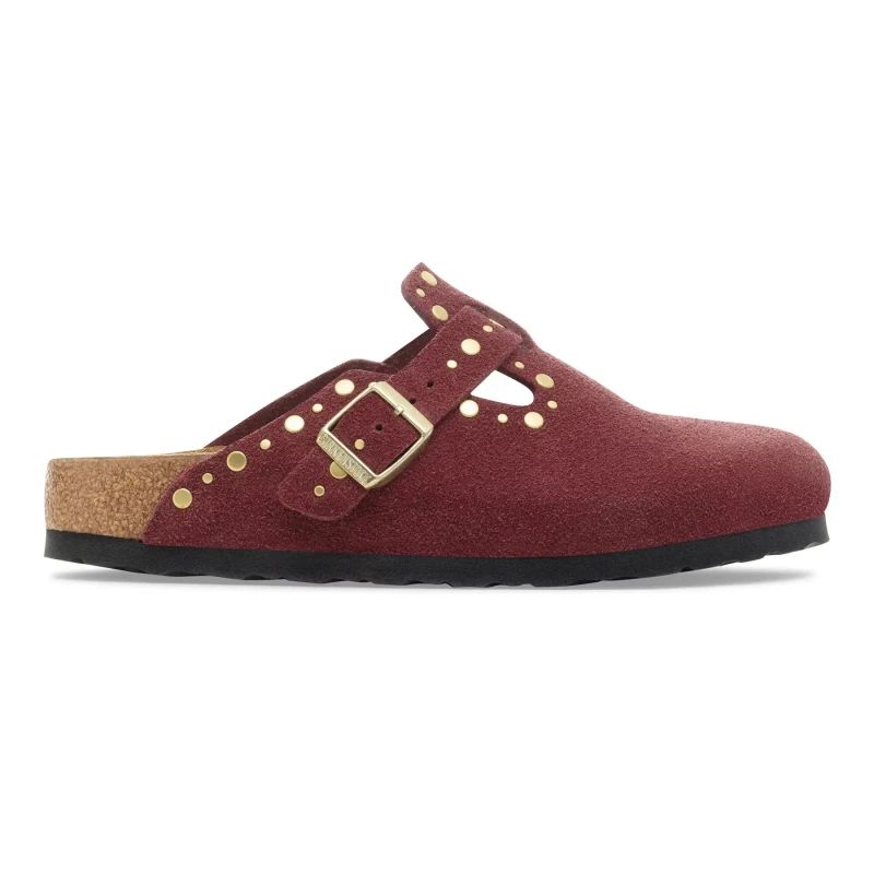 Image of Birkenstock Womens studded suede clogs Birkenstock Boston Rouge Female 36 Etroit