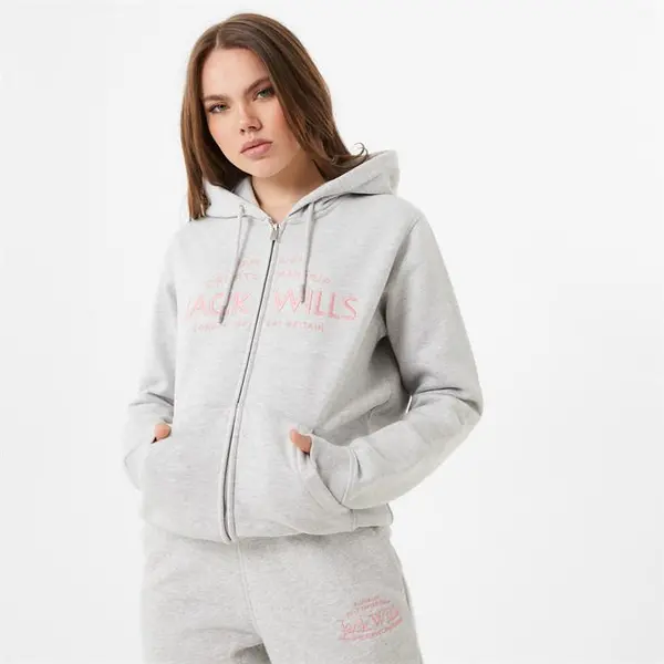 Image of Jack Wills Hunston Logo Zip Hoodie - Grey 4
