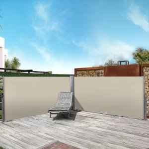 Image of Outsunny 6m x 1.6m Pull-Out Polyester Cloth Patio Side Awning Beige