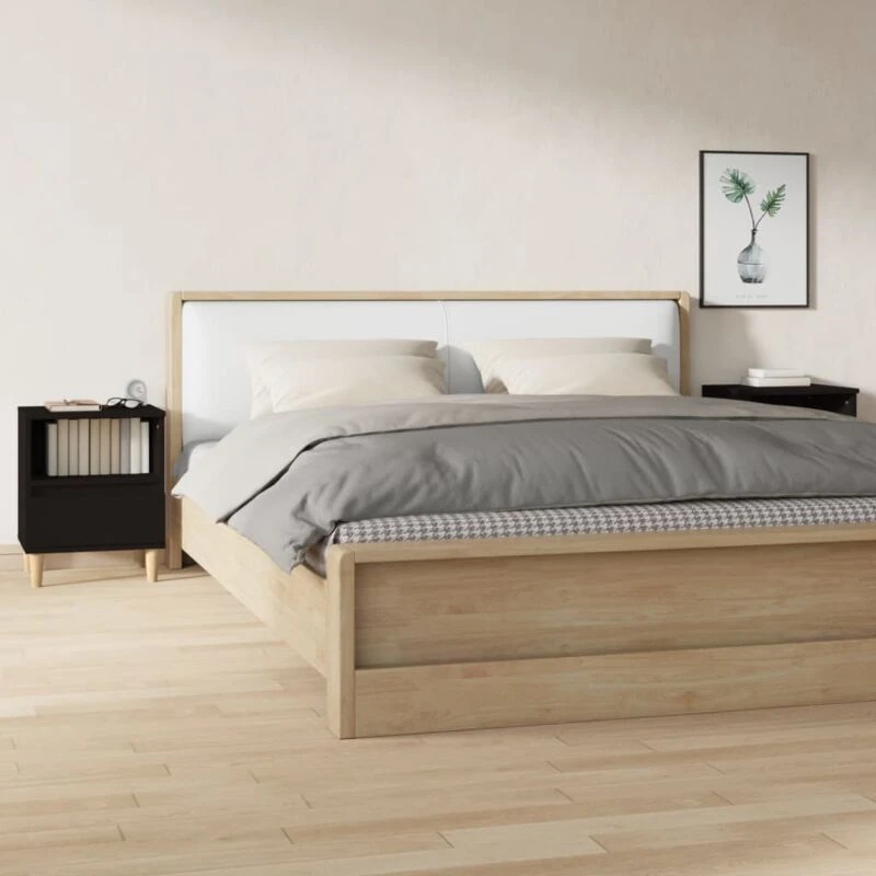 Image of Vidaxl Bedside Cabinets 2 Pcs Black 40X35X50 Cm, Black 821797