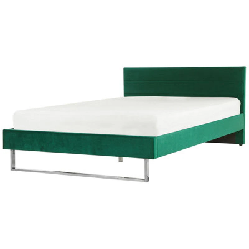 Image of Beliani Bed Velvet Bellou 180 X 200 Cm (Eu Super King) Green