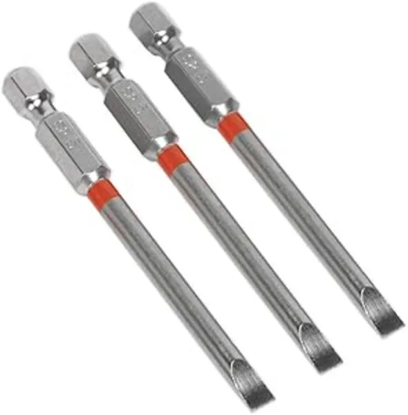 Image of Sealey AK210517 Power Tool Bits Slotted 5mm Colour-Coded S2 75mm 3pc