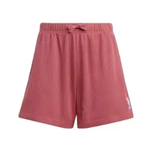 Image of adidas Lounge Waffle Knit Loose Shorts Kids - Pink Strata / Off White / Blac