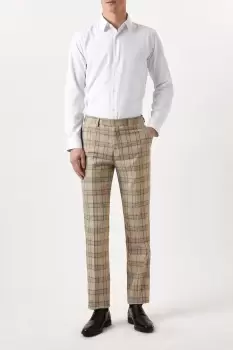 Image of Slim Fit Neutral Highlight Check Suit Trousers