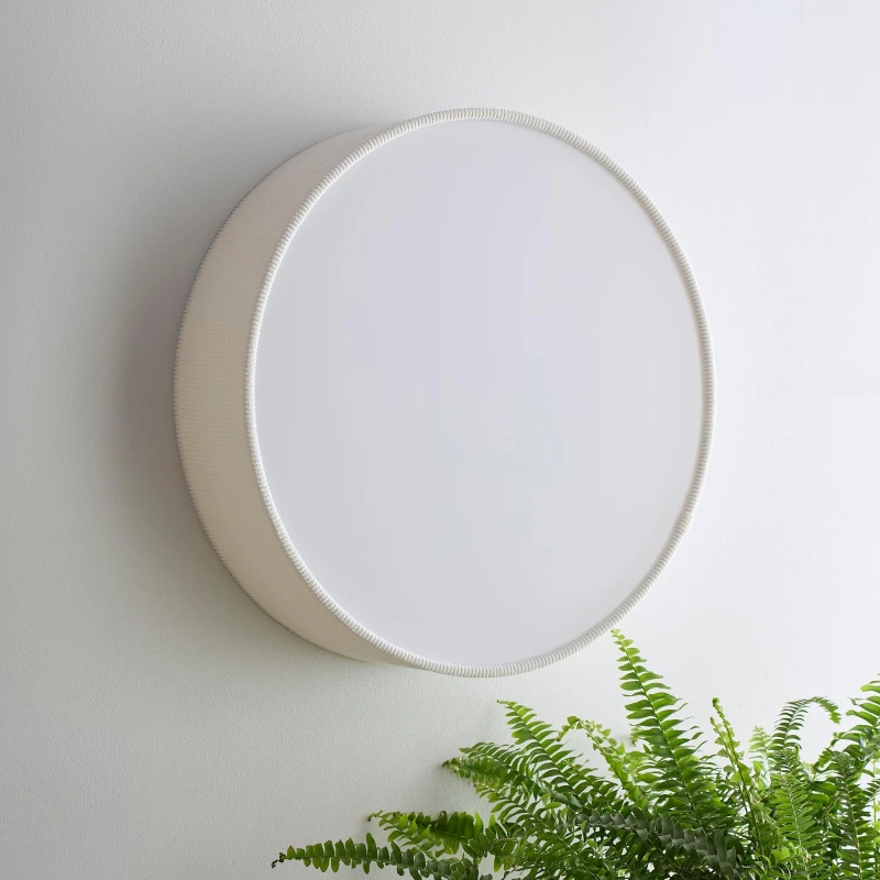 Image of K Living Crete 38cm 2 Light White Velvet Drum Shade White unisex One Size