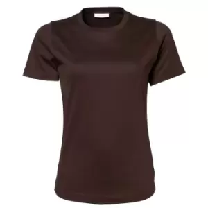 Image of Tee Jays Womens/Ladies Interlock Short Sleeve T-Shirt (S) (Chocolate)
