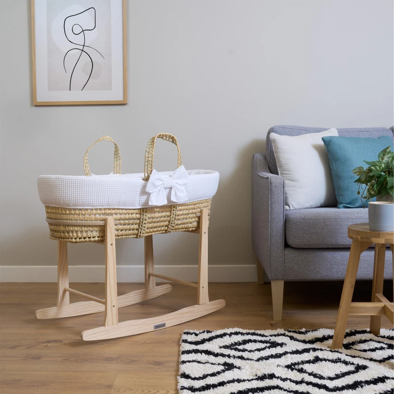 Image of Clair de Lune Clair de Lune Chelsea Palm White Moses Basket