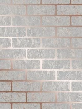 Image of Superfresco Milan Brick Wallpaper - Rose Gold