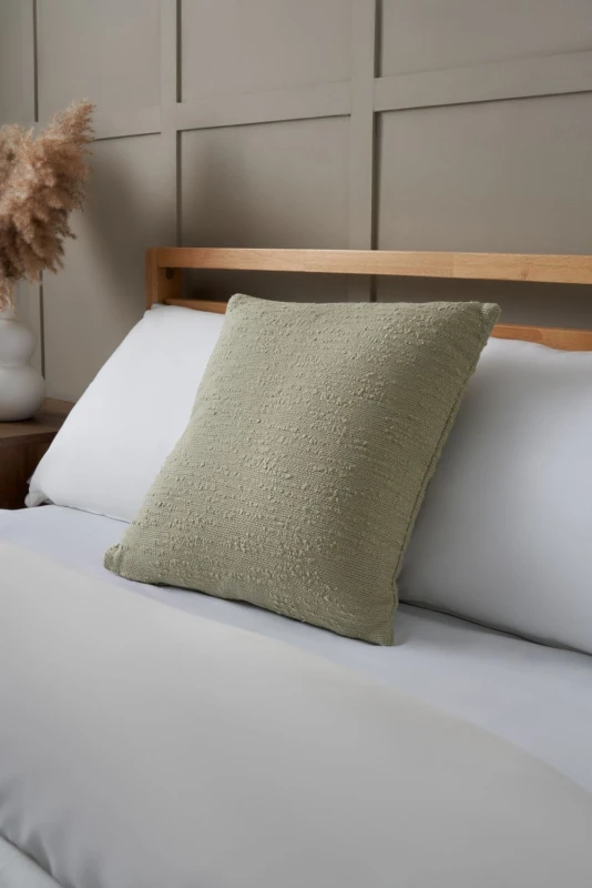 Image of Bhs Textured Slub Cushion Green