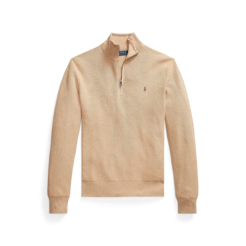 Image of Polo Ralph Lauren Quarter-Zip Jumper Camel Melange male S