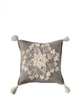 Image of Gallery Snowflake Embroidered Cushion Natural 450X450Mm