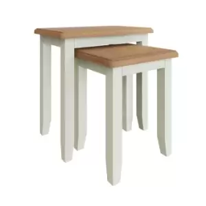 Image of Kettle Interiors Two Tone Oak & White Nest of 2 Tables