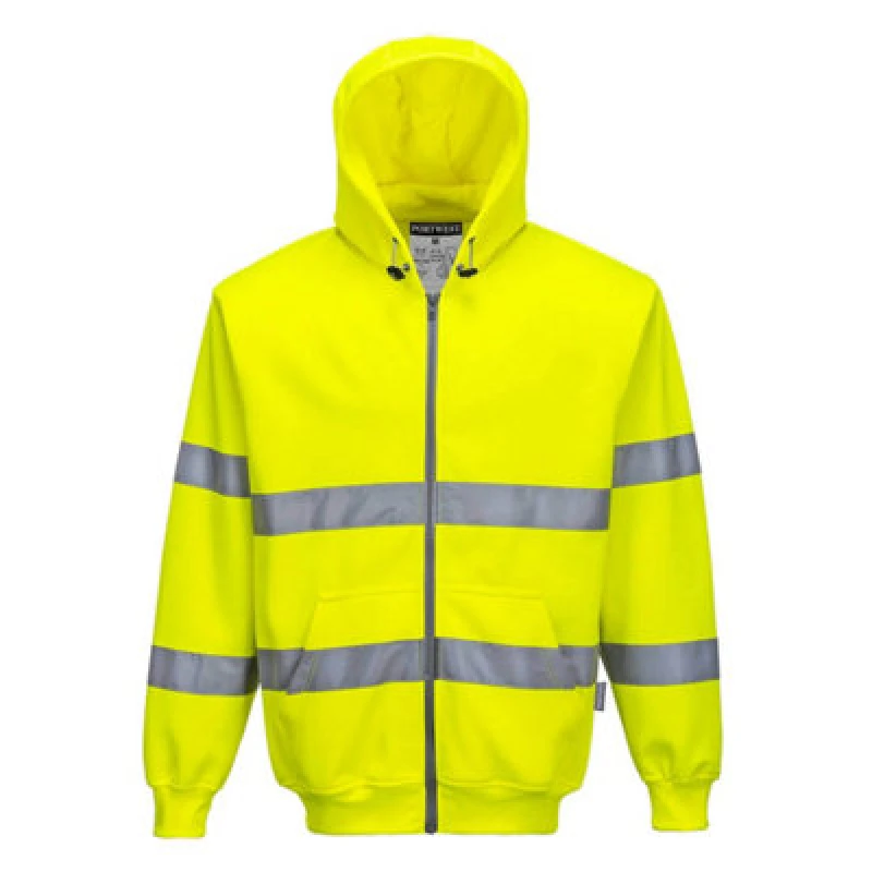 Image of Portwest Zip Front Class 3 Hi Vis Hoodie B305YERXS Colour: Yellow