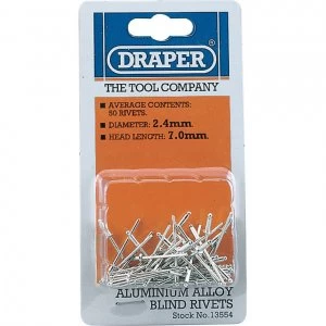 Image of Draper Aluminium Pop Rivets 2.4mm 7mm Pack of 50