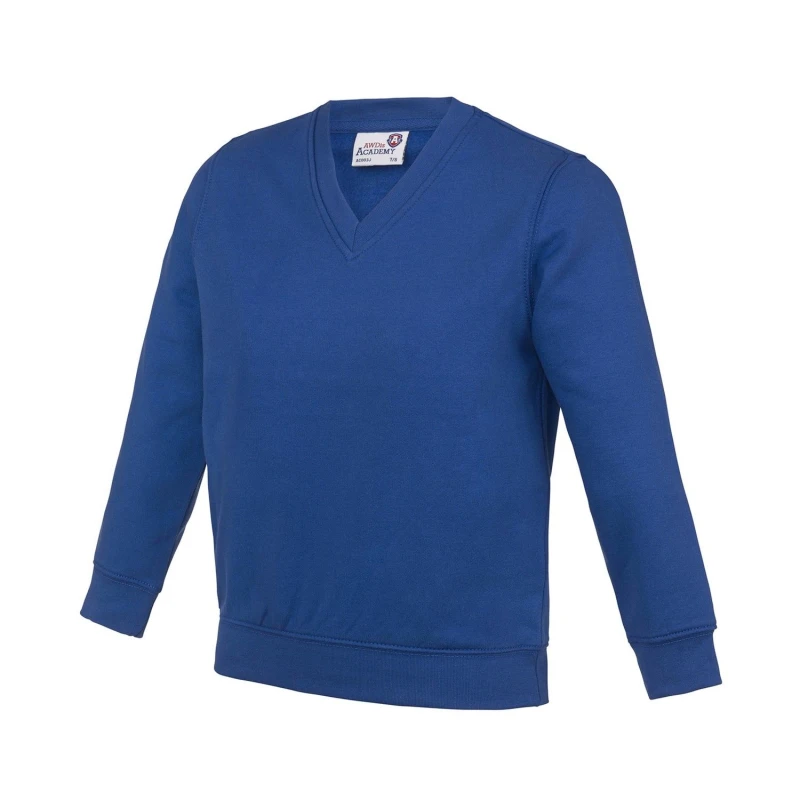 Image of AWDis Academy V Neck Sweatshirt in Royal Size: 3-4 Years Royal Unisex 3-4 Years