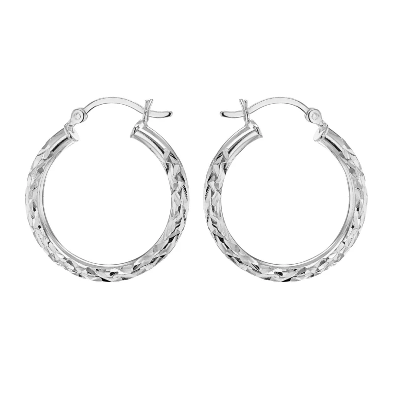 Image of Be You Sterling Silver Diamond Cut Hoops Silver female One Size