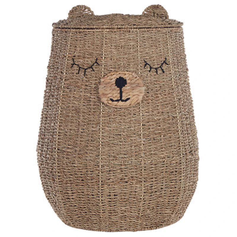 Image of Beliani Kids Basket Teddy Bear Fulan Seagrass Natural