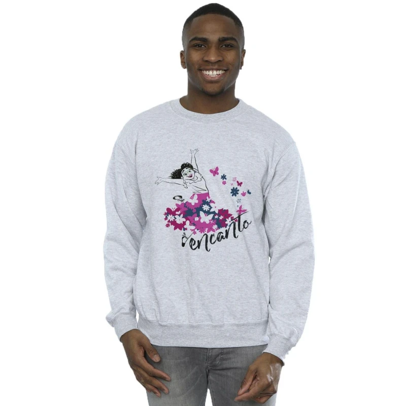 Image of Disney Men Encanto Mirabel Flower Sweatshirt in Grey Size: Small Grey S Male 5063153613225