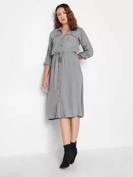 Image of Long Tall Sally Grey Utility Shirt Dress, Grey, Size 20, Women