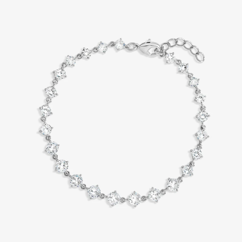 Image of Jon Richard Rhodium Plated Cubic Zirconia Bracelet Silver