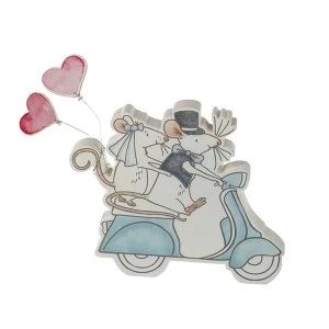 Image of Just Married Mr & Mrs Mouse on Scooter Decoration By Heaven Sends