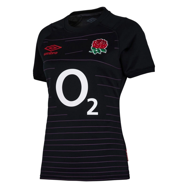 Image of Umbro England Rugby Away Replica Shirt 2022 Womens - Black 8