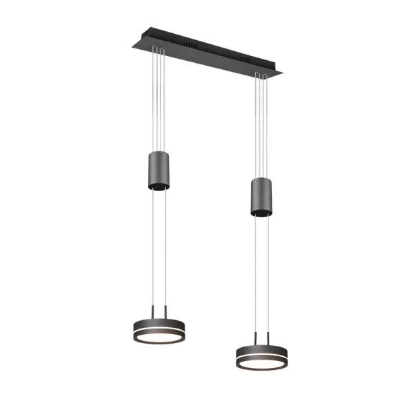 Image of Franklin Modern 2 Light 9W LED Pendant Ceiling Light Anthracite 3000K