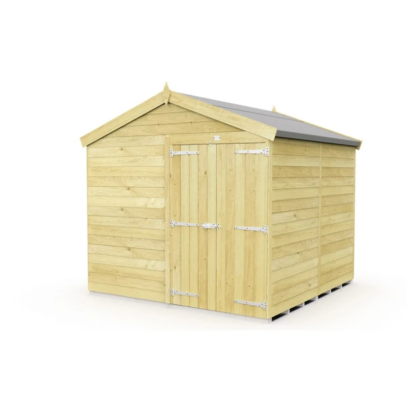 Image of Buttercup Farm 8 x 8 Feet Apex Shed - Double Door W/O Windows - L243 x W231 x H217cm in Brown Brown Unisex