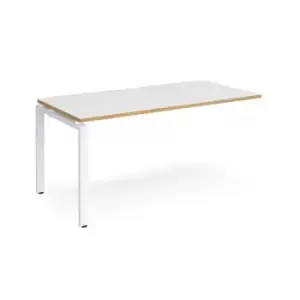 Image of Bench Desk Add On Rectangular Desk 1600mm White/Oak Tops With White Frames 800mm Depth Adapt