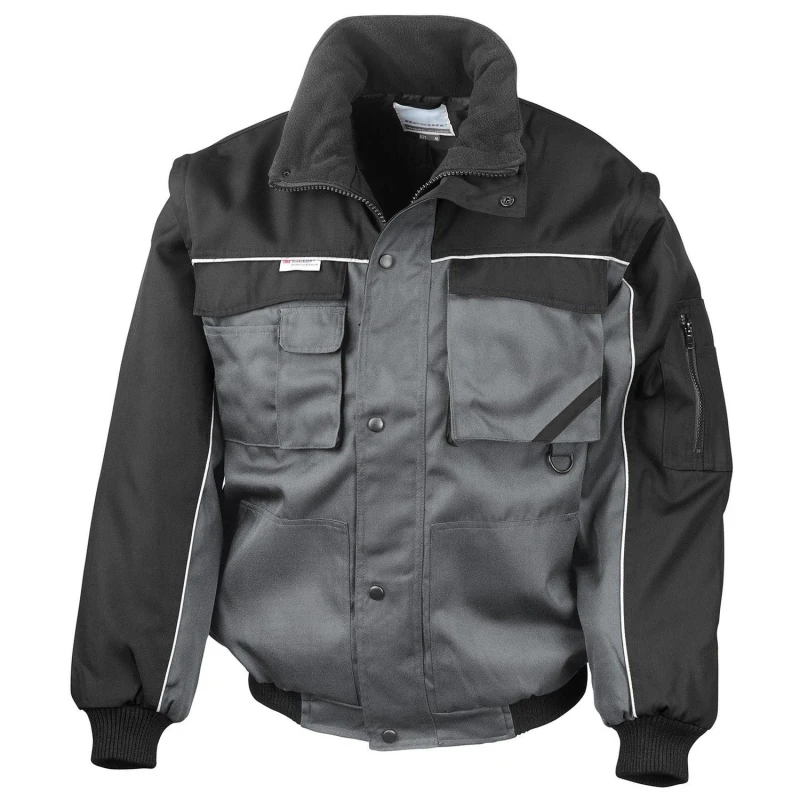 Image of Result Result Men Heavy Duty Zip-off Sleeves Pilot Jacket in Grey Size: Small Grey S Male 5063527405715