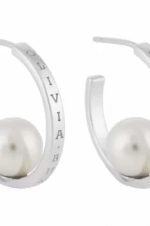 Image of Olivia Burton Silver Pearl Hoop Earrings OBJCOE134