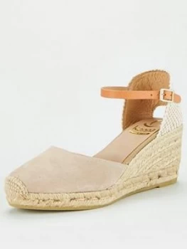 Image of Kanna Laura20 Suede Platform Wedge Espadrille - Taupe