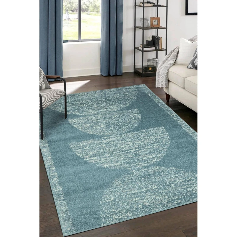 Image of Homemaker Juno Semi Circle Design Rug Denim Blue Blue unisex 120x170cm