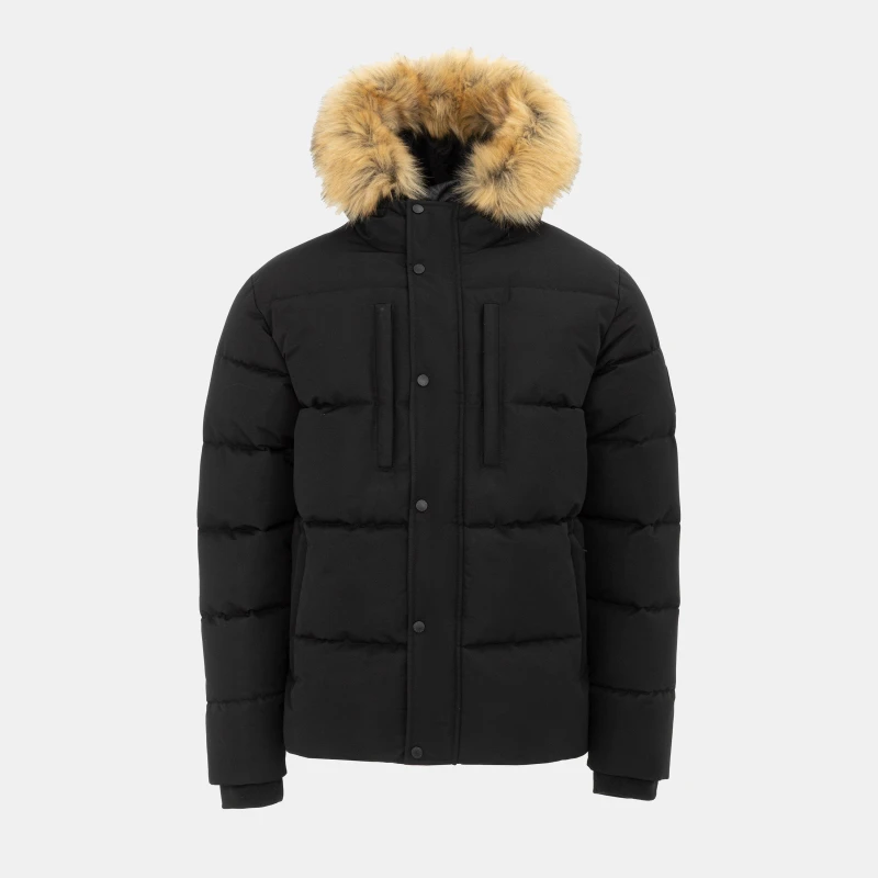 Image of Pretty Green Mens Pretty's Hooded Long Sleeve Short Puffer Jacket Black male Small