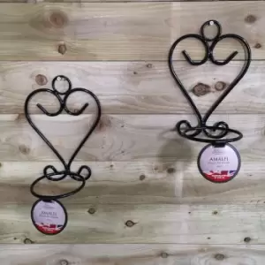 Image of Pack of 2 Tom Chambers Handcrafted Amalfi Black Metal Garden Patio Herb Plant Flower Pot Wall Mount Holder