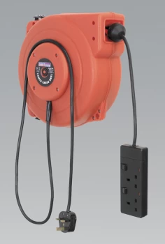 Image of Sealey CRM15 Cable Reel System Retractable 15mtr 2 x 230V Socket