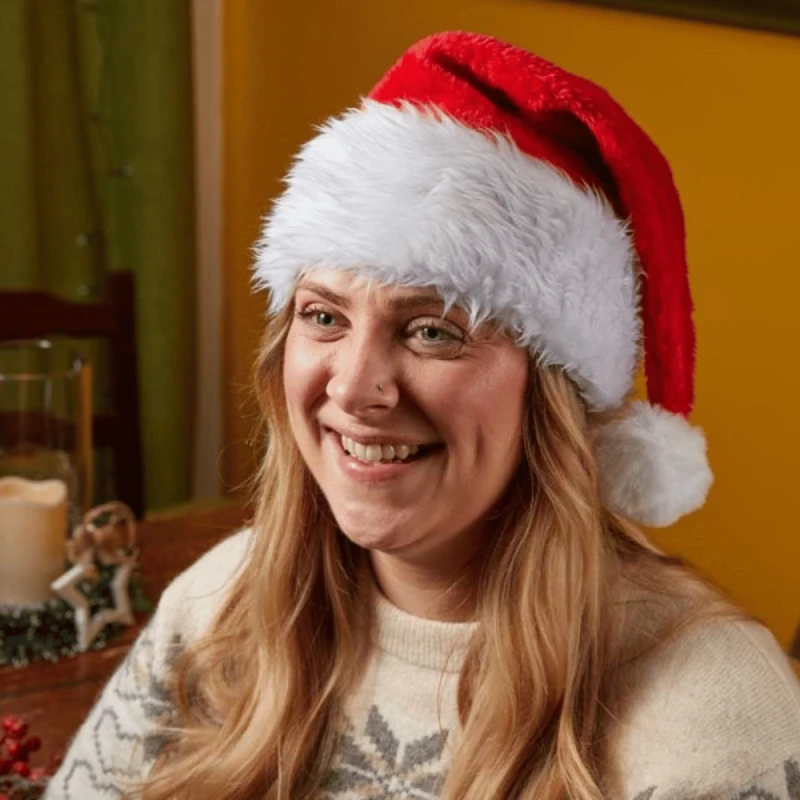Image of Red and White Soft Traditional Christmas Santa Hat