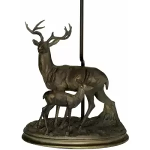 Image of Table Lamp Stag & Fawn Statuette Bronze Patina LED E27 40w