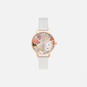 Image of Olivia Burton Womens Sparkle Florals Midi Shimmer Watch - Pearl & Pale Rose Gold