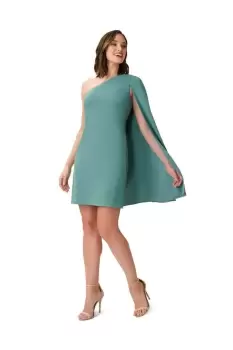 Image of One Shoulder Cape Dress