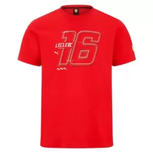 Image of 2022 Ferrari Fanwear Drivers Tee Charles Leclerc (Red)