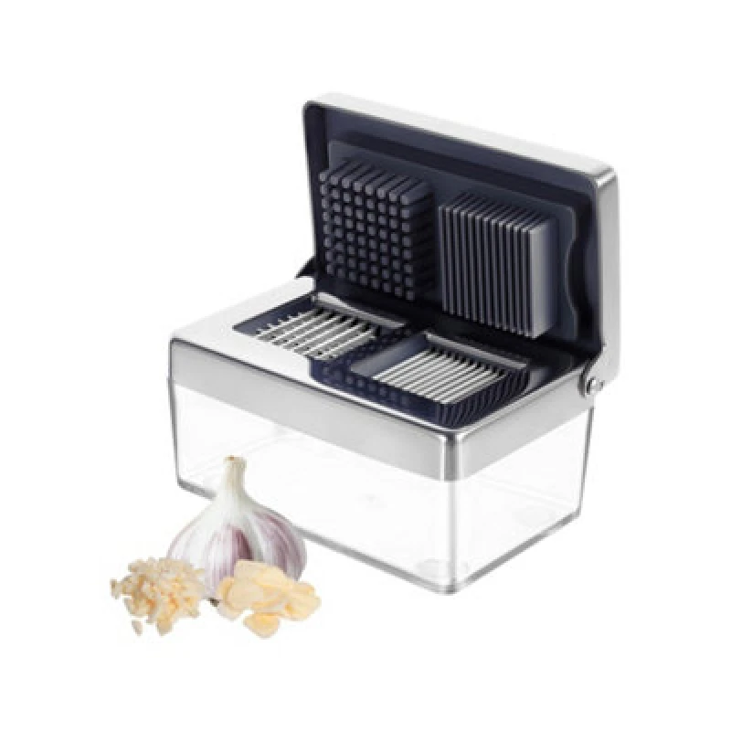 Image of Gourmet Easy Stainless Steel 2-In-1 Garlic Press & Super Thin Slicer - Silver