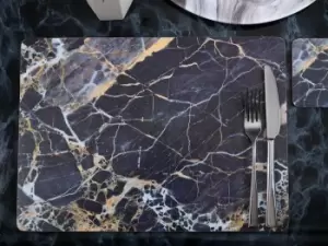 Image of Navy Marble Pack Of 4 Large Premium Placemats