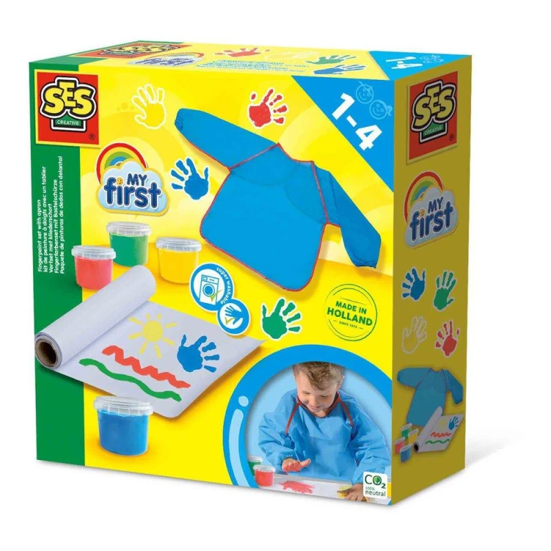 Image of SES Creative My First Fingerpaint Set with Apron, 1 to 4 Years (14449) Multi