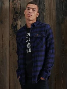 Image of Superdry Buffalo Flannel Shirt, Light Blue Size M Men