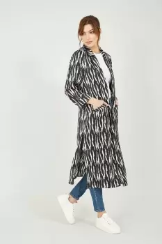 Image of Black Zebra Print Satin Long Kimono